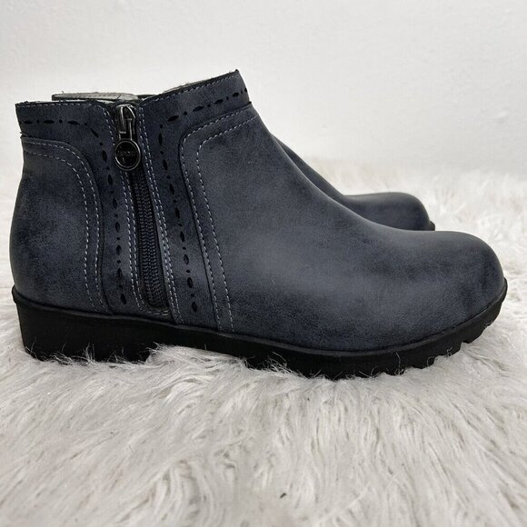 Jsport by Jambu 8 Jenna Weather Ready Blue Ankle BOOTS  Double Zip Memory Foam - Picture 1 of 10
